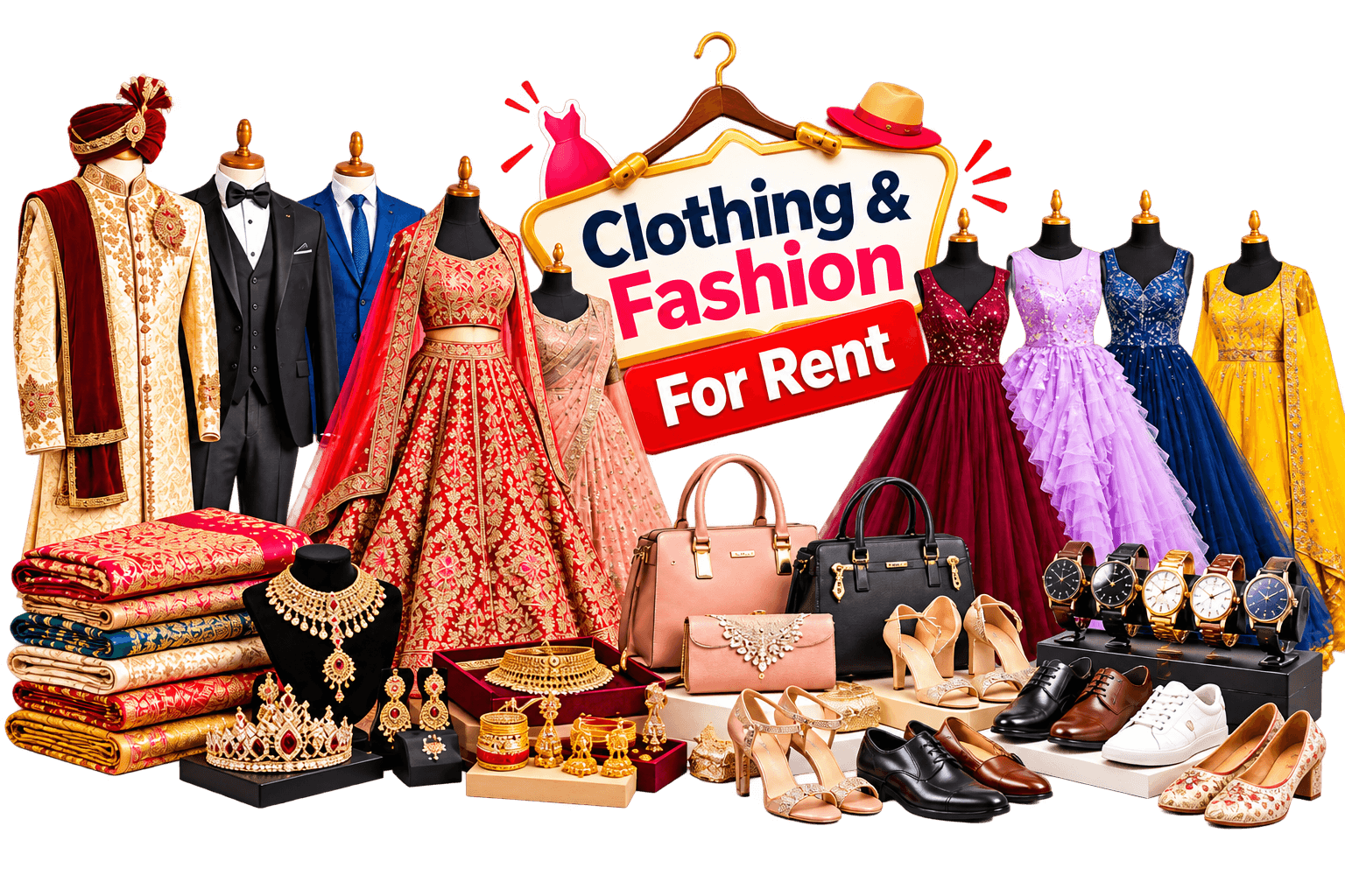Rent Bridal Lehengas, Groom Sherwanis, Blazers and Designer Jewellery