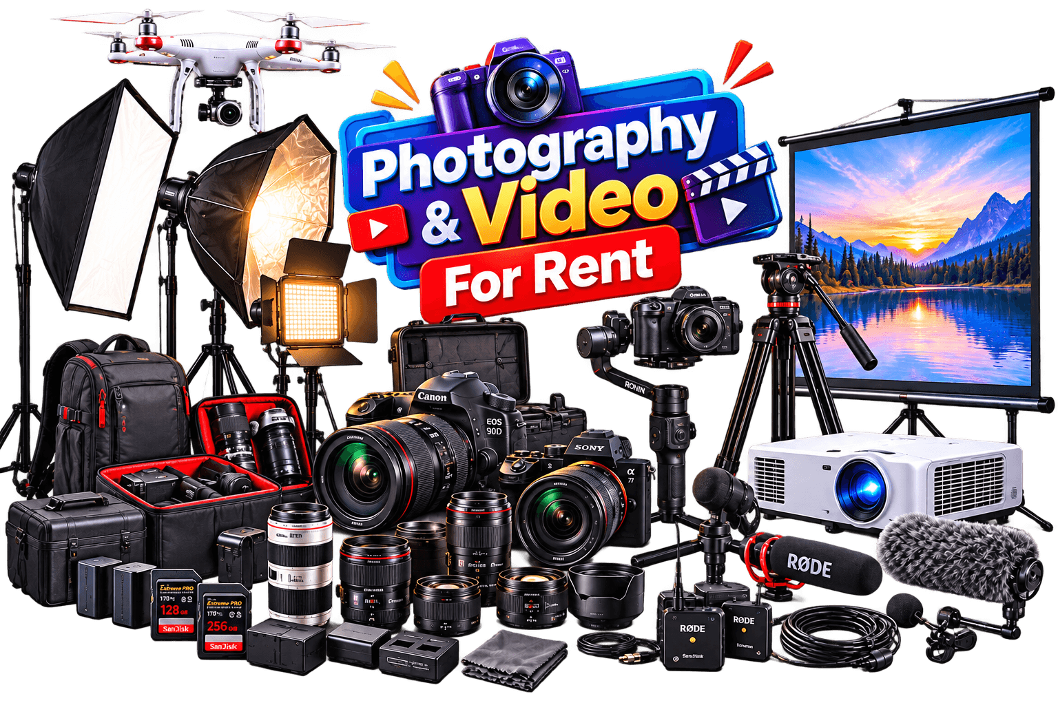 Rent DSLR Cameras, Mirrorless, Camera Lenses, Gimbals and Drones