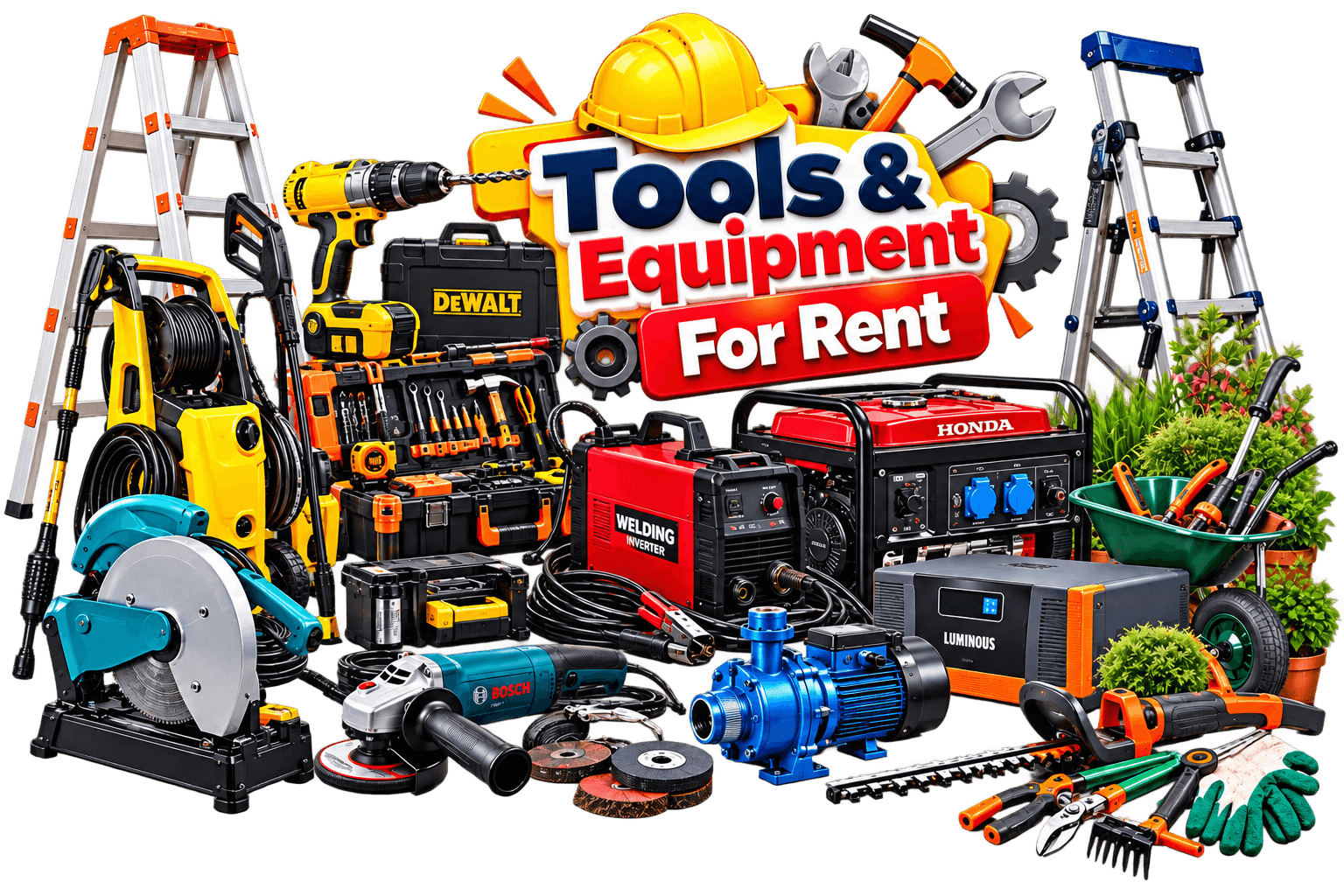 Rent Drilling Machines, Inverters, Generators, Grinders and Power Tools